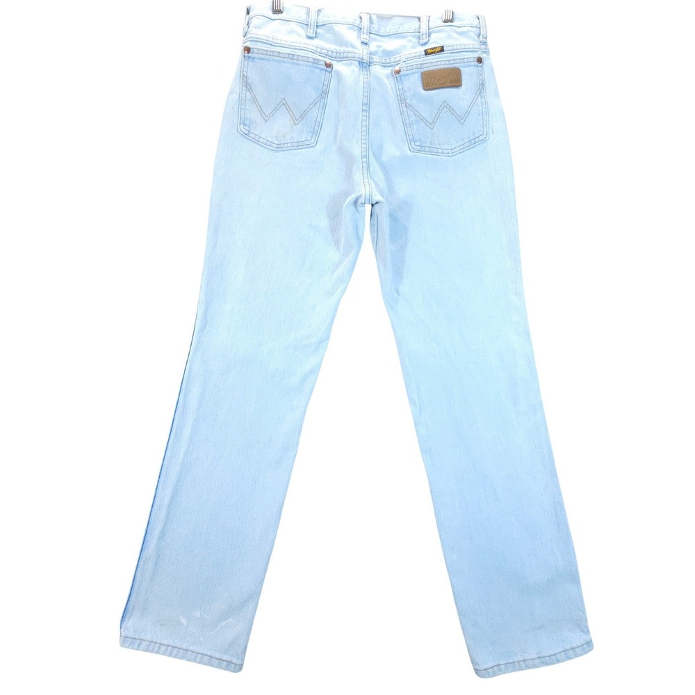 Vintage Wrangler Jeans Mens 33X32 Light Wash Straight Leg Denim Streetwear - Picture 2 of 16